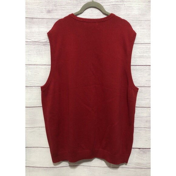 Chaps Ralph Lauren Men’s V-Neck Sweater Vest Sleeveless Logo 100% Cotton Red XL - Picture 5 of 9